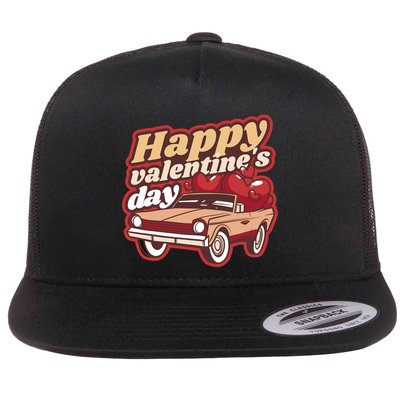 Happy Valentine's Day Vintage Car Flatbill Hat