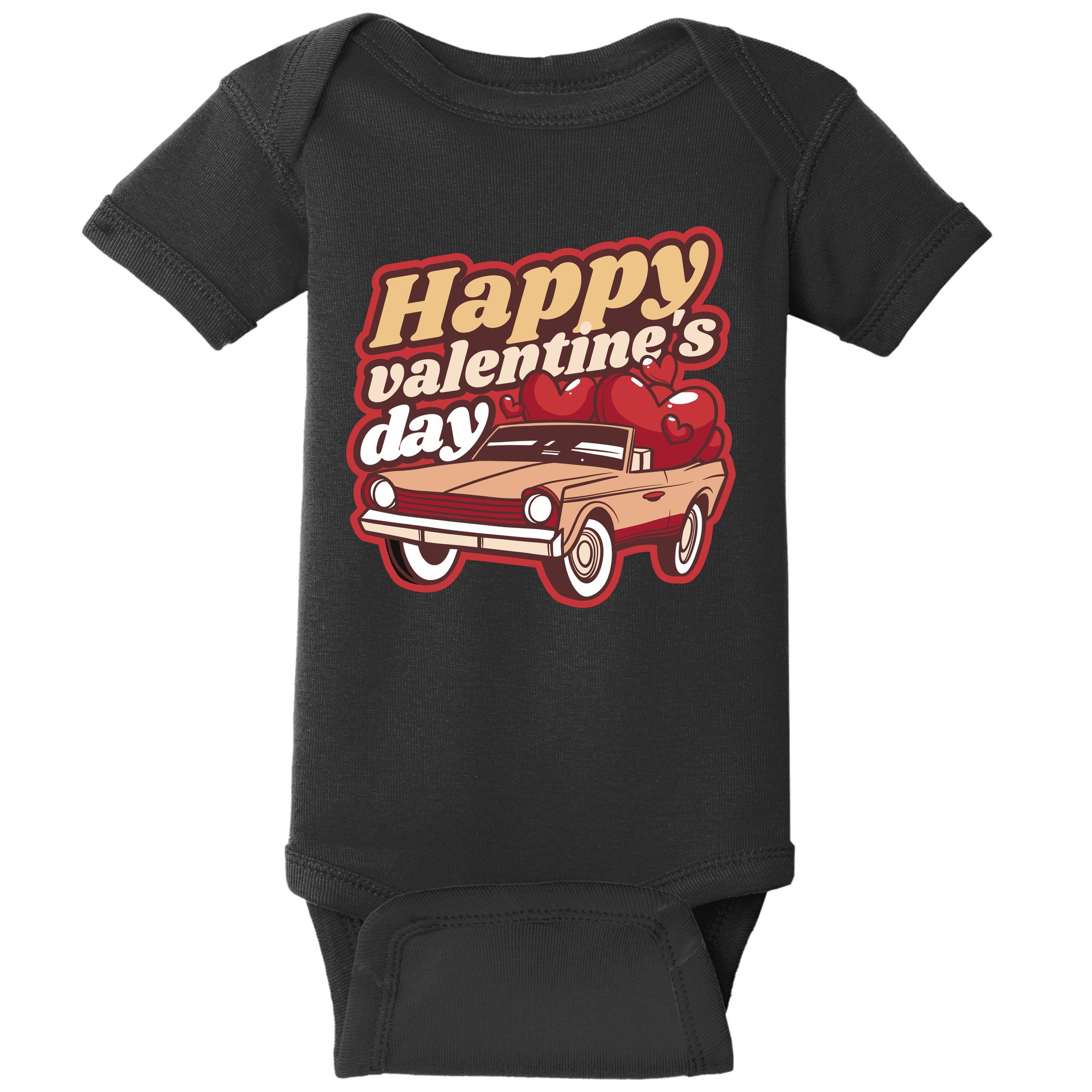 Happy Valentine's Day Vintage Car Baby Bodysuit