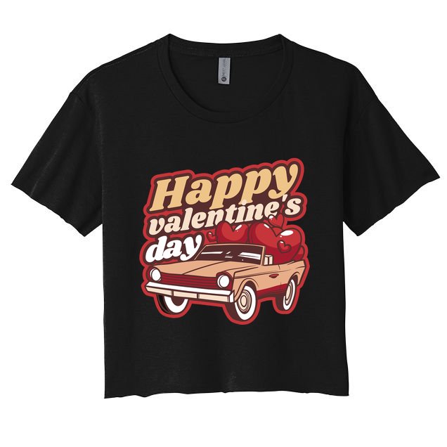 Happy Valentine's Day Vintage Car Crop Top