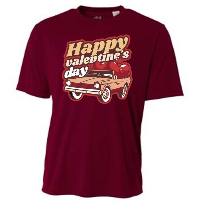 Happy Valentine's Day Vintage Car Cooling Performance Crew T-Shirt