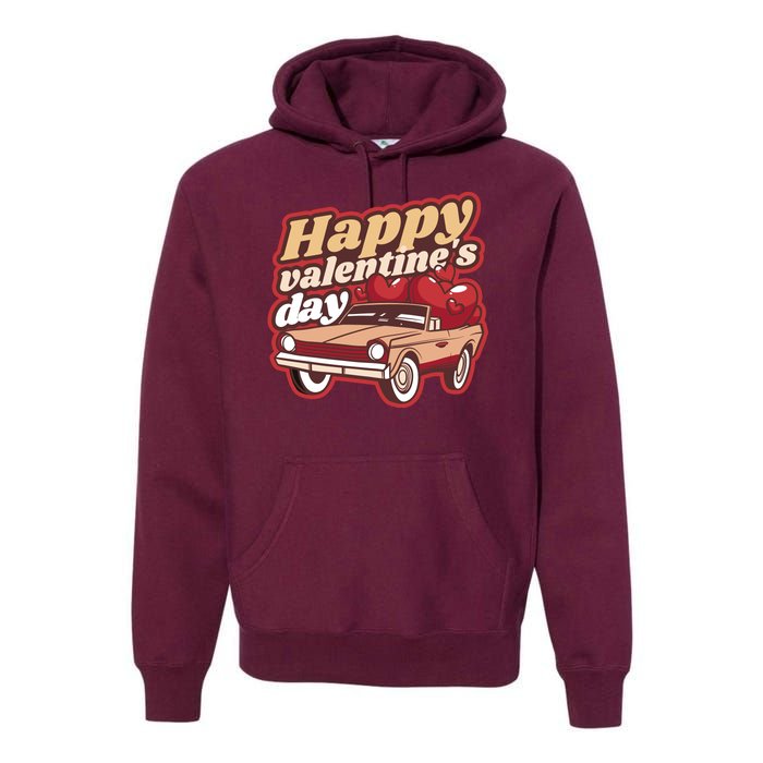 Happy Valentine's Day Vintage Car Premium Hoodie