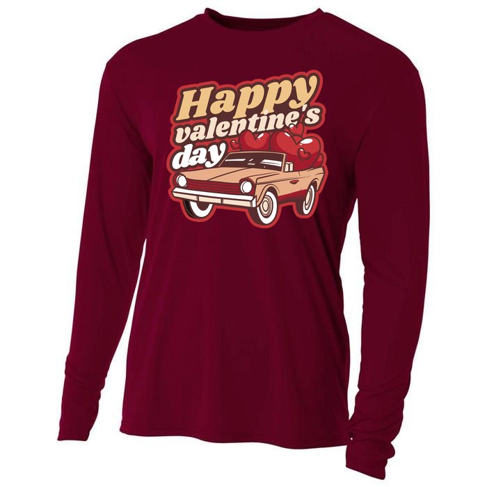 Happy Valentine's Day Vintage Car Cooling Performance Long Sleeve Crew