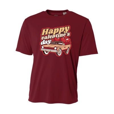 Happy Valentine's Day Vintage Car Youth Performance Sprint T-Shirt