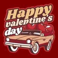 Happy Valentine's Day Vintage Car Hat