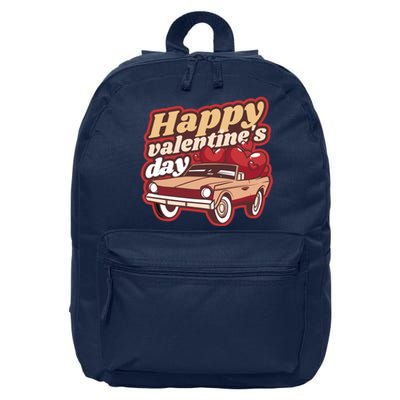 Happy Valentine's Day Vintage Car 16 in Basic Backpack