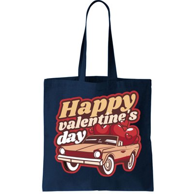 Happy Valentine's Day Vintage Car Tote Bag