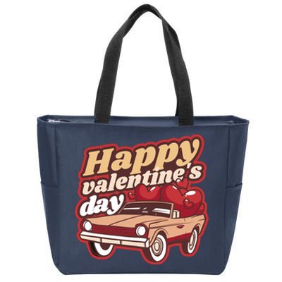 Happy Valentine's Day Vintage Car Zip Tote Bag