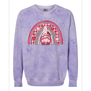 Happy Valentines Day Gnomes With Leopard Rainbow Valentine Colorblast Crewneck Sweatshirt