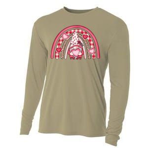 Happy Valentines Day Gnomes With Leopard Rainbow Valentine Cooling Performance Long Sleeve Crew