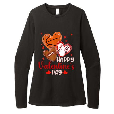 Happy Valentines Day Basketball Baseball Football Womens CVC Long Sleeve Shirt