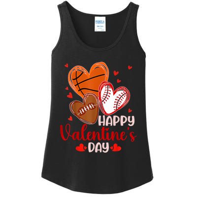 Happy Valentines Day Basketball Baseball Football Ladies Essential Tank