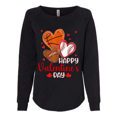 Happy Valentines Day Basketball Baseball Football Womens California Wash Sweatshirt