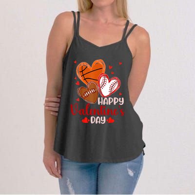 Happy Valentines Day Basketball Baseball Football Women's Strappy Tank