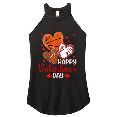 Happy Valentines Day Basketball Baseball Football Women's Perfect Tri Rocker Tank