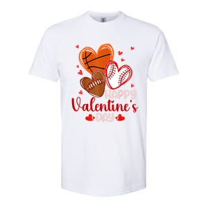 Happy Valentines Day Basketball Baseball Football Softstyle CVC T-Shirt