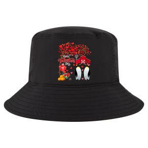 Happy Valentine's Day Cute Hearts Tree Couple Penguins Lover Meaningful Gift Cool Comfort Performance Bucket Hat