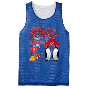 Happy Valentine's Day Cute Hearts Tree Couple Penguins Lover Meaningful Gift Mesh Reversible Basketball Jersey Tank