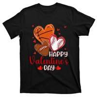 Happy Valentines Day Basketball Baseball Football T-Shirt