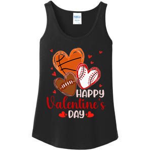 Happy Valentines Day Basketball Baseball Football Ladies Essential Tank