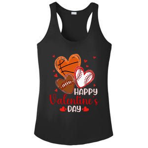 Happy Valentines Day Basketball Baseball Football Ladies PosiCharge Competitor Racerback Tank