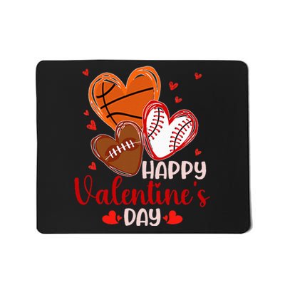 Happy Valentines Day Basketball Baseball Football Mousepad