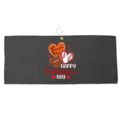 Happy Valentines Day Basketball Baseball Football Large Microfiber Waffle Golf Towel