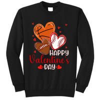 Happy Valentines Day Basketball Baseball Football Tall Sweatshirt