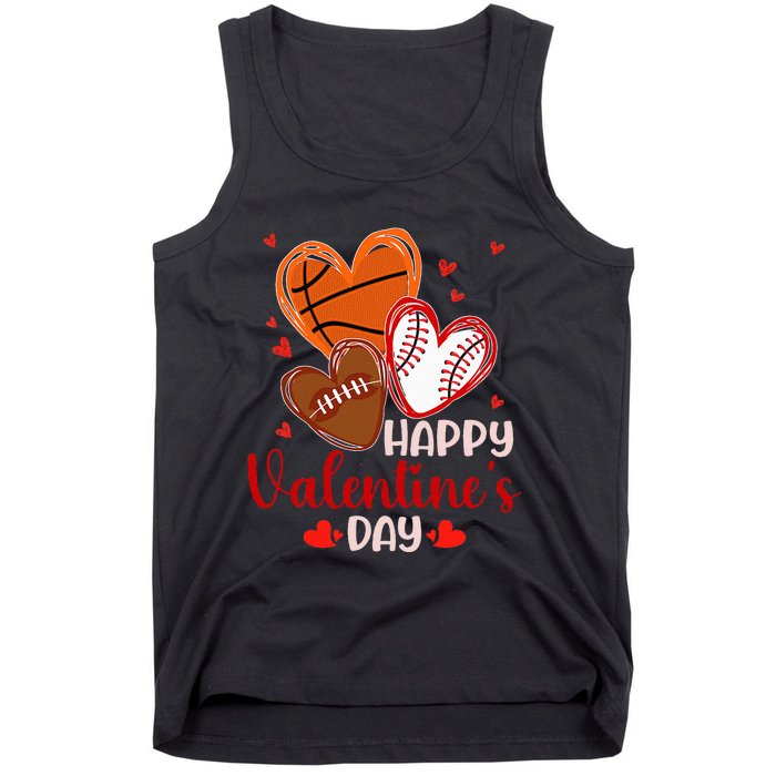 Happy Valentines Day Basketball Baseball Football Tank Top