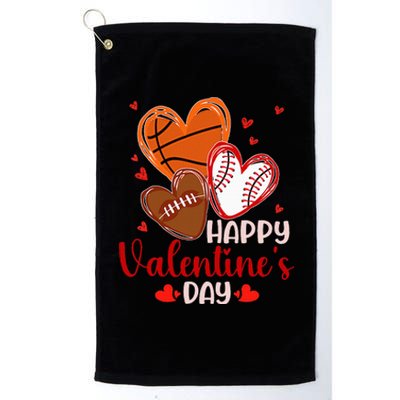 Happy Valentines Day Basketball Baseball Football Platinum Collection Golf Towel