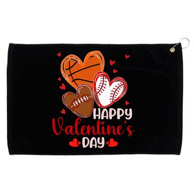 Happy Valentines Day Basketball Baseball Football Grommeted Golf Towel