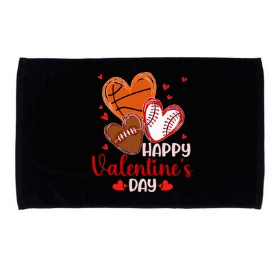 Happy Valentines Day Basketball Baseball Football Microfiber Hand Towel