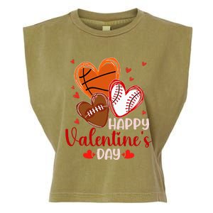 Happy Valentines Day Basketball Baseball Football Garment-Dyed Women's Muscle Tee