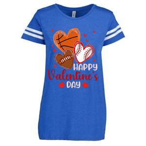 Happy Valentines Day Basketball Baseball Football Enza Ladies Jersey Football T-Shirt