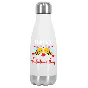 Happy Valentine's Day Couple Bees Funny Insect Lover Gift Stainless Steel Insulated Water Bottle