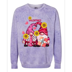 Happy Valentines Day Gnomes With Leopard Sunflower Gnome Colorblast Crewneck Sweatshirt