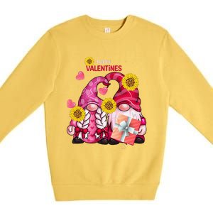 Happy Valentines Day Gnomes With Leopard Sunflower Gnome Premium Crewneck Sweatshirt