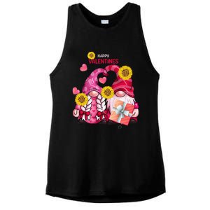 Happy Valentines Day Gnomes With Leopard Sunflower Gnome Ladies PosiCharge Tri-Blend Wicking Tank