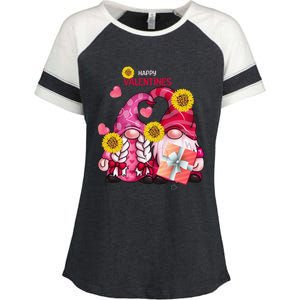 Happy Valentines Day Gnomes With Leopard Sunflower Gnome Enza Ladies Jersey Colorblock Tee