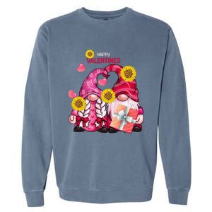 Happy Valentines Day Gnomes With Leopard Sunflower Gnome Garment-Dyed Sweatshirt