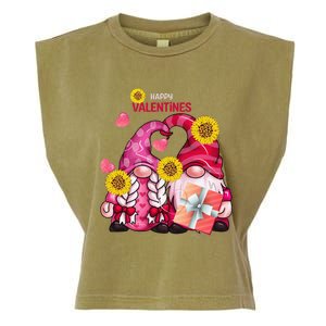 Happy Valentines Day Gnomes With Leopard Sunflower Gnome Garment-Dyed Women's Muscle Tee