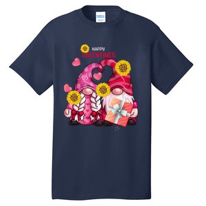 Happy Valentines Day Gnomes With Leopard Sunflower Gnome Tall T-Shirt