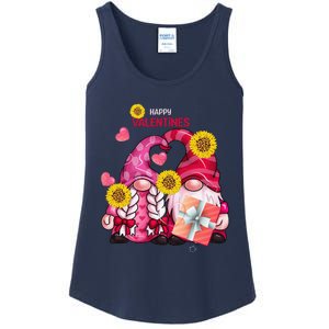 Happy Valentines Day Gnomes With Leopard Sunflower Gnome Ladies Essential Tank