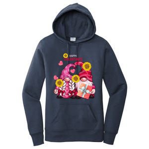 Happy Valentines Day Gnomes With Leopard Sunflower Gnome Women's Pullover Hoodie