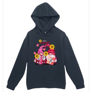 Happy Valentines Day Gnomes With Leopard Sunflower Gnome Urban Pullover Hoodie