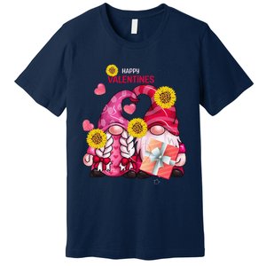 Happy Valentines Day Gnomes With Leopard Sunflower Gnome Premium T-Shirt