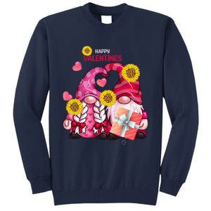 Happy Valentines Day Gnomes With Leopard Sunflower Gnome Tall Sweatshirt