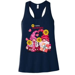 Happy Valentines Day Gnomes With Leopard Sunflower Gnome Women's Racerback Tank