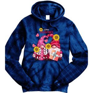 Happy Valentines Day Gnomes With Leopard Sunflower Gnome Tie Dye Hoodie