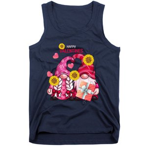 Happy Valentines Day Gnomes With Leopard Sunflower Gnome Tank Top