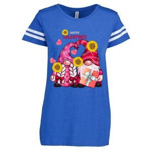 Happy Valentines Day Gnomes With Leopard Sunflower Gnome Enza Ladies Jersey Football T-Shirt